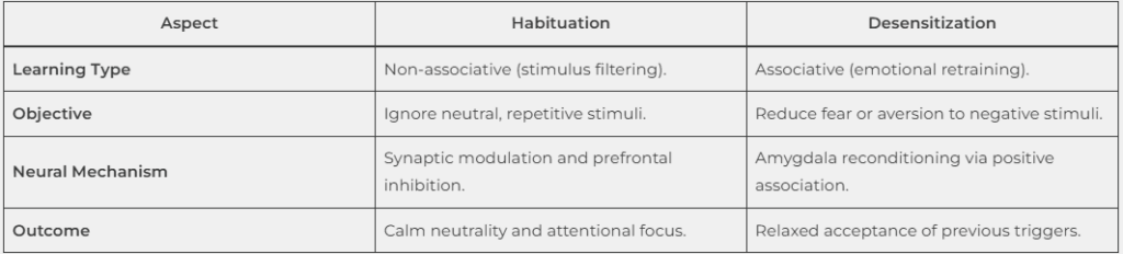 Habituation in dogs: comparison between habituation and desensitization in dogs.